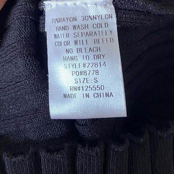 Hera Collection Ribbed Midi Black Sweater Dress Bodycon Short Sleeve Size S - Picture 7 of 7